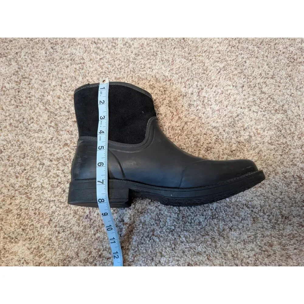 UGG Paxton Rain Boots Men Size 11 Black Waterproof Rubber Suede Chelsea Ankle